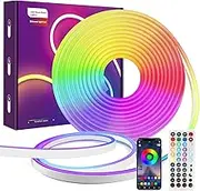 Bluetooth LED Neon Rope Lights 5M Waterproof,ALED LIGHT Flexible RGB LED Neon Strips with App&Remote Control,Multiple Mode Music Sync for Cafe,Bar,TV Backboard,Indoor Outdoor DIY Home Decor