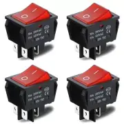 Pack of 4PCS Rocker Switch 30A 250VAC/35 125VAC KCD2 KCD4 DPST 4 Pin Red Ligh