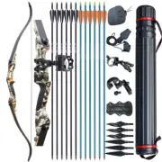 Archery 35lbs Takedown Recurve Bow Set 12x Arrows Kit Right Hand Adult Hunting