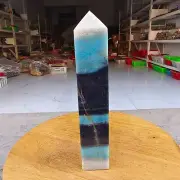 600g Trolleite Crystal Tower Point Obelisk Natural Rare Blue Quartz Healing Z759