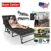 Comfortable & Portable Folding Bed: 5-Position Adjustable Cot with Storage Bag