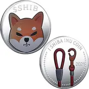1PCS Gold Shibcoin Commemorative Coin 1oz Gold Plated Shiba Inu Shib Coin 2021 Limited Edition Collectible Coin with Protective Case (Silver)
