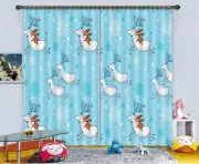 3D Blue Antelope Girl G48 Christmas Window Photo Curtain Fabric Quality Amy