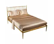 Anyhouz Fitted Sheet Silky Sheet Set With Pillow Cases Queen Camel