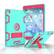 MCC Stylish Shockproof iPad Air 2 Case Cover Heavy Duty 3-in-1 Kids Apple [Light Blue+Magenta]