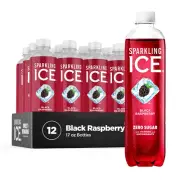 , Black Raspberry Sparkling Water, Zero Sugar Flavored Water, with Vitamins and
