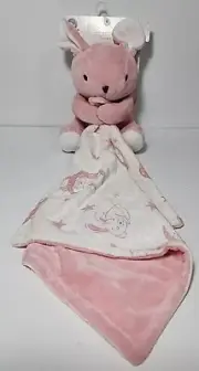 Plush Baby Lovey Pink White Bunny Rabbit Moon Stars Rene Rofe SOFT NWT