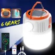 Solar Camping Light USB Rechargeable 6 Gears Remote Control Tent Lamp Portable