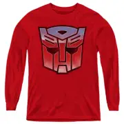 Transformers Kids Long Sleeve Shirt Blue and Red Autobot Logo Red Tee