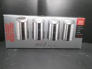 Steeltek Shaker Set of 4 Stainless Steel Salt Pepper Cheese and Cocoa Shakers