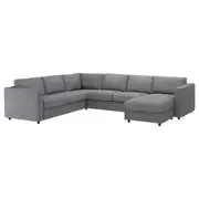VIMLE corner sofa-bed, 5-seat, with chaise longue/Lejde grey/black