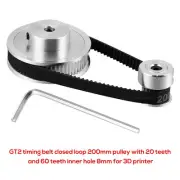 Smooth running 2GT timing belt closed loop 200mm pulley with 20 and 60 teeth