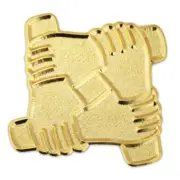 PinMart's Gold Plated Arm to Arm Teamwork Motivational Lapel Pin