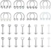 [Funseedrr] 10-16 Paar Lippe Labret Stecker Set 16G Chirurgenstahl Acryl Bioflex 8mm Hufeisen Septum Tragus Cartilage Helix Piercing