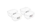 4x Boxsweden Crystal 2.4L Storage Container Organiser w Lid 23.5x15.5x10cm CLR