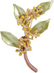 [BBirTtyQV] Simple Dripping Oil August Osmanthus Branch Brooch Corsage Necklace Pendant, A Dual-Purpose Accessory
