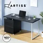 Artiss Computer Desk Drawer Cabinet Home Office Study Table Black 140CM