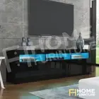 RGB LED Light Modern TV Stand Cabinet 180CM Entertainment Unit Storage Black
