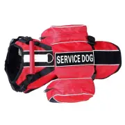 Service Dog Backpack Harness Vest Removable Saddle Bags with Label Patches(Re...