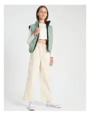 [Tilii] Reversible Puffer Vest in Sage and Black
