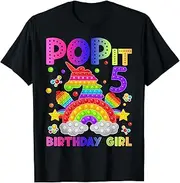 [X.Style] 5th Birthday Fidget Toy Pop It Birthday Girl 5 Year Old ds328 T-Shirt (S) Black