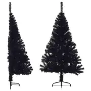 Artificial Half Christmas Tree 150cm Black PVC with Stand Space Saver Design