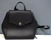Michael Kors Freya Black Flap Backpack Leather