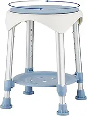 Shower Stool Chair for Inside Shower, Upgrade Small Corner Plastic Stool for Seniors Adult, 360° Swivel Shower Seat Stool for Bathroom, 6-Level Adjustable Height Bath Chair Stools with Shelf