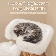 Costway 110cm Tall Luxury Cat Condo Solid Wood Cat Tree Modern Wooden Cat Tower White