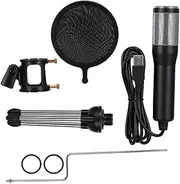 USB Condenser Microphone Plug and Play Driver Desktop Microphone for Computer Conference Home Recording ABS Material