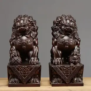 黑檀木雕獅子擺件      黑檀木雕獅子擺件實木質北京獅宮門獅家居客廳辦公室裝飾工藝擺設