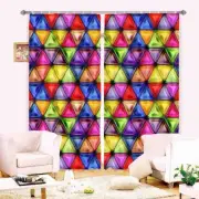 Triangle Rubik's Cube 3D Blockout Photo Print Curtain Fabric Curtains Window