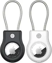 Airtag Holder 2 Pack, Airtag Keychain Holder with Wire Cable, Secure,Lock,Sturdy Protection Air tag Case Holder, Compatible Apple Air tag for Key Chain,Key Ring,Keys, Luggage