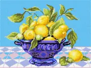 DIY Printed Tapestry Kit "Lemons in a vase", size 14.2x18.5 in / 36x47 cm, Brvsk