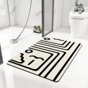GGP 2 Pcs Black And White Stripes Quick Dry Absorbent Non Slip Bath Rug For Bathroom, Kitchen & Entryway 40X60Cm