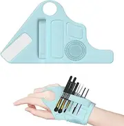 Silicone Makeup Assistant Hand Strap, 1Pc Silicone Makeup Hand-held Palette Strap Assistant Wristband, Wrist Strap Hand Palette Foundation Plate, Blue