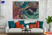 Pink Green & Gold Fluid Abstract Wall Canvas Home Decor Australian Made Quality