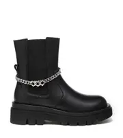 UGG Boots Women Leather Ankle Fashion Boots Removable Metal Chain Decor Cheska