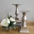BRUSHED SILVER CANDLE PLATE HOLDER Candlestick HAMPTONS HOMEWARES DECOR Dinning