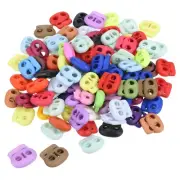 0.9x0.8" Cord Locks Assorted, 100 Pack Double Hole Spring End Toggle Stopper ...