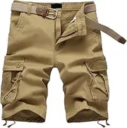 [JEShifangjiusu] Mens Relaxed Fit Physical Exercise Cargo Short Big & Tall Outdoor Work Short Elastic Waist Casual Shorts