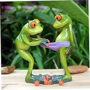 Frog Figurines, 13.5cm Funy Frogs Statues, Small Resin Frog Sculpture Ornaments for Home Office Garden Table Decorations