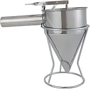 Pancake Batter Dispenser Hand-held Sturdy Stainless Steel Funnel Cake Dispenser with Stand Baking Tool for Cupcake, Waffles, Muffin Mix, Crepes, Cake-