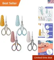 Vintage 4 Pcs Stainless Steel Stork Scissors Set with Leather Covers - 3.6 Inch