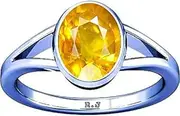 [Ramneek Jewels] Divya Shakti 10.25-10.50 Carat Yellow Sapphire Ring (Pukhraj Stone Silver Ring) 100% Original AAA Quality Gemstone