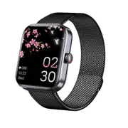 Milanese Smart Watch Bluetooth Call Heart Rate Blood Glucose Monitor-Black