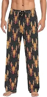 [AIXIWAWA] Mens Pajama Pants-Lobster Pattern, Soft Sleep Lounge Pajamas Bottoms with Pockets Drawstring S