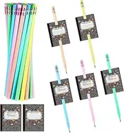 Tenceur 30 Pcs Back to School Pencils Set with 30 Notebook Themed Cards Pastel Colored Motivational Pencils & Inspirational Cards for Students, Classroom Prizes, School Supplies, Party Favors
