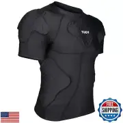 TUOY New Football Rib Chest Protector Shirt Padded Compression Shirts 6 Pads