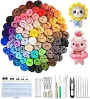 VolksRose Wool Needle Felting Kit, 72 Colours Wool Roving for Felting, Needle Felting Starter Kit with Basic Felt Tools, Hand Spinning Craft Felting Material for Beginners 3g/Color